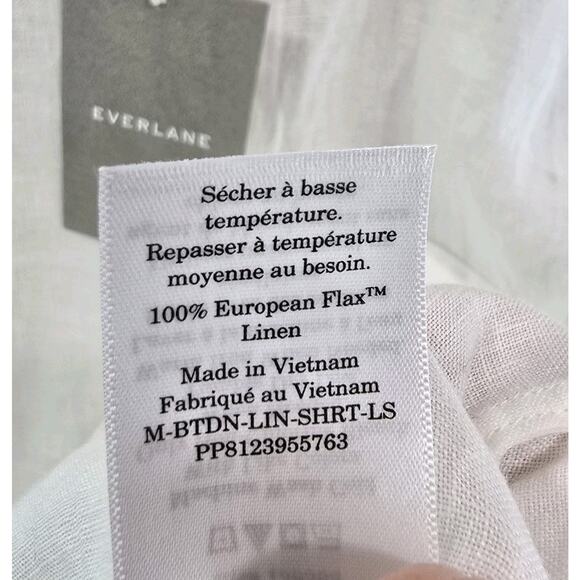 Everlane Shirt Mens White Linen Long Sleeve Button Down European Flax - Picture 12 of 13